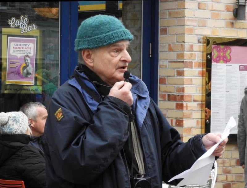 Mark Haworth_Booth giving his speech at the Dirty water protest